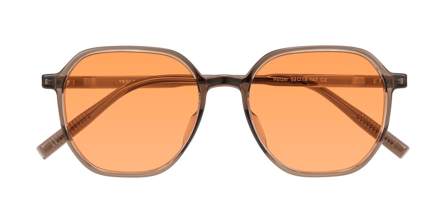 Folded Front of Holzer in Coffee with Medium Orange Tinted Lenses