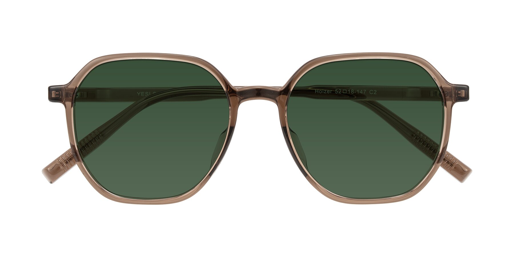 Folded Front of Holzer in Coffee with Green Tinted Lenses
