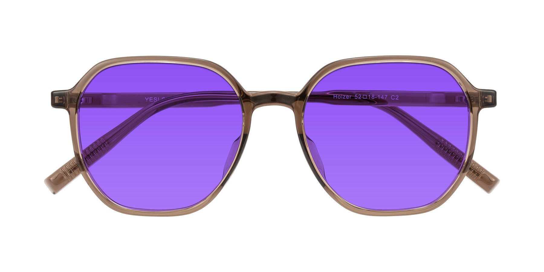 Folded Front of Holzer in Coffee with Purple Tinted Lenses
