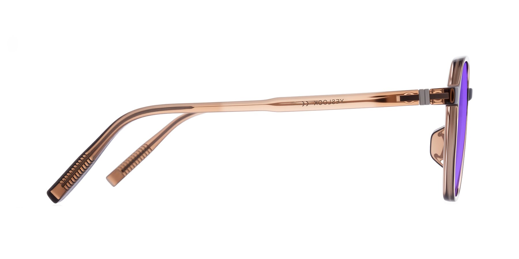 Side of Holzer in Coffee with Purple Tinted Lenses