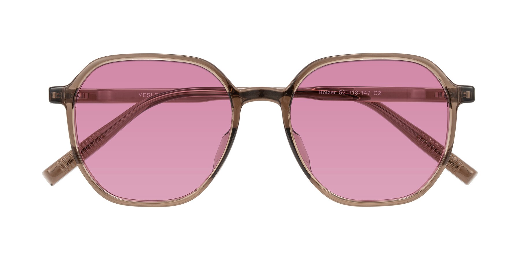 Folded Front of Holzer in Coffee with Medium Wine Tinted Lenses