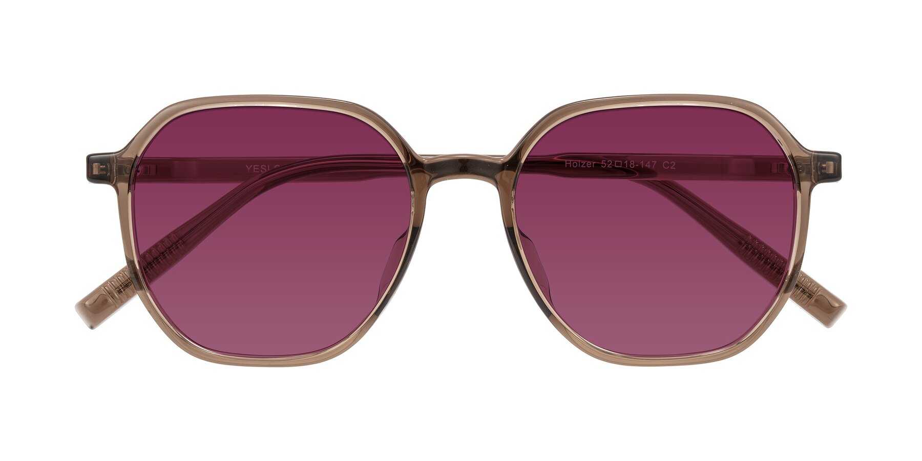 Folded Front of Holzer in Coffee with Wine Tinted Lenses