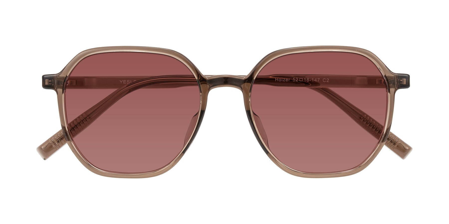 Folded Front of Holzer in Coffee with Garnet Tinted Lenses