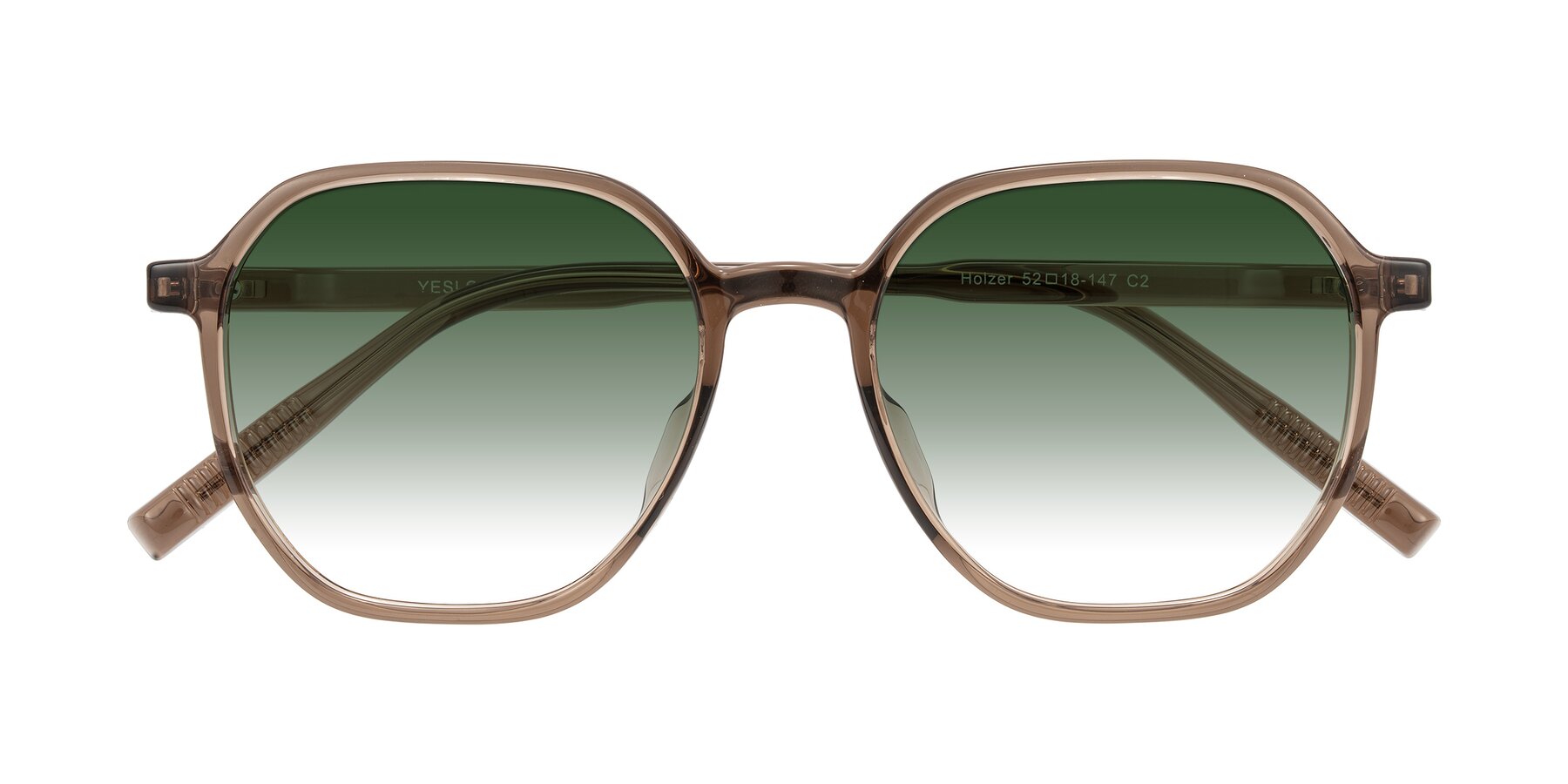 Folded Front of Holzer in Coffee with Green Gradient Lenses