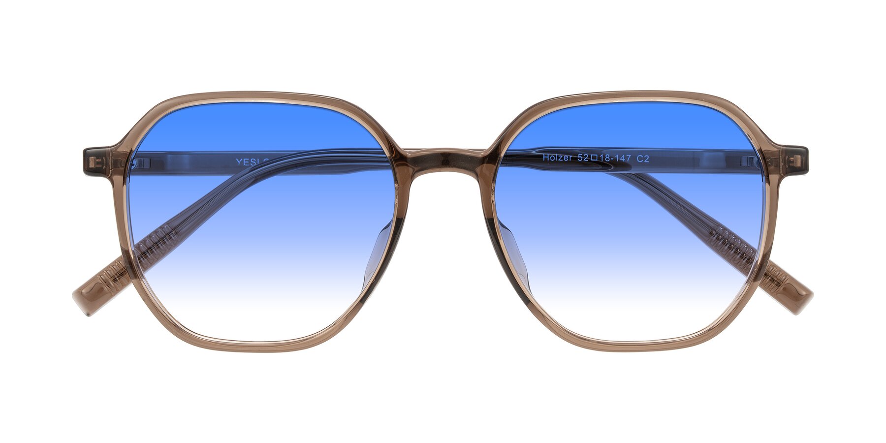 Folded Front of Holzer in Coffee with Blue Gradient Lenses