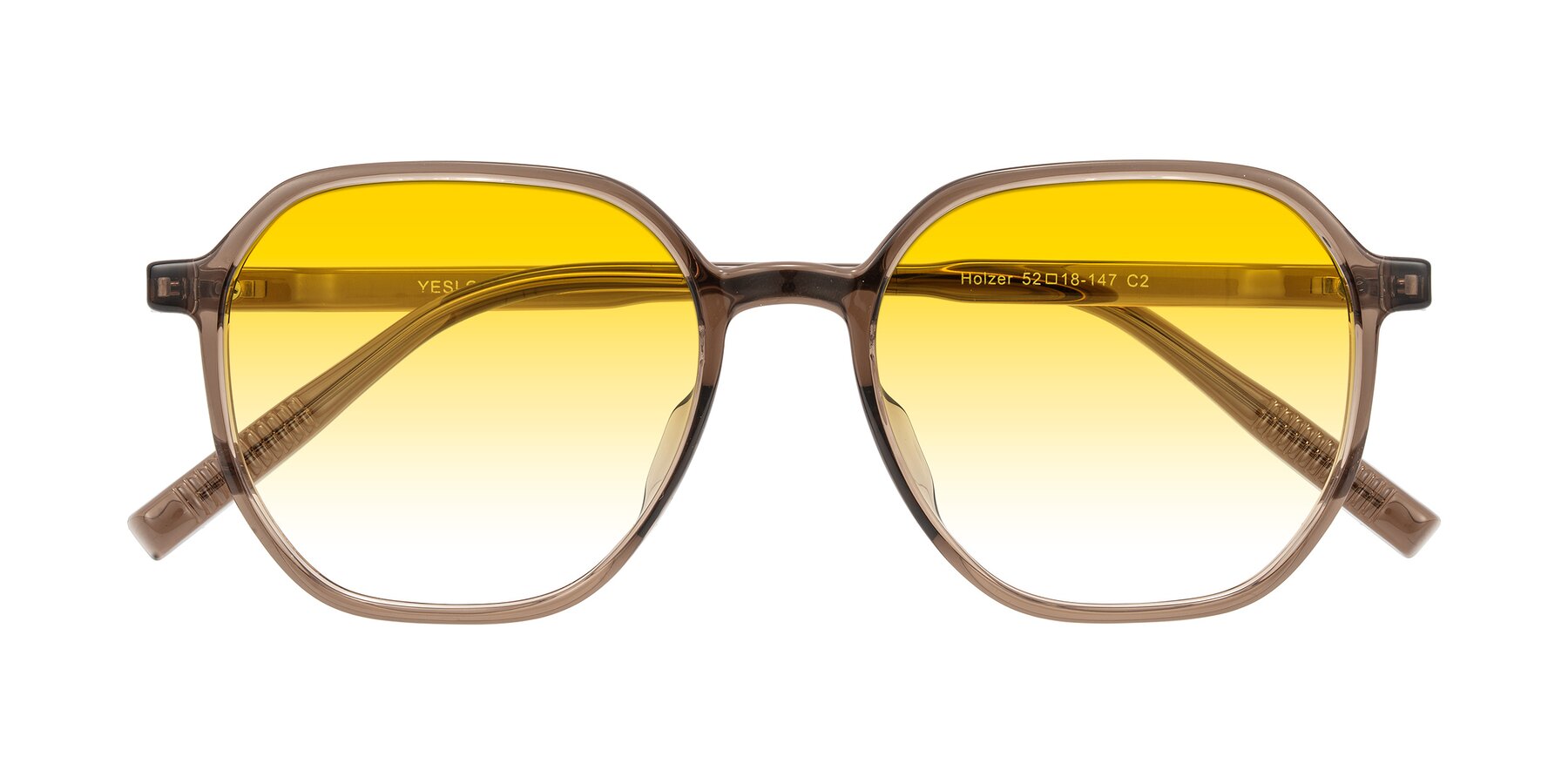 Folded Front of Holzer in Coffee with Yellow Gradient Lenses