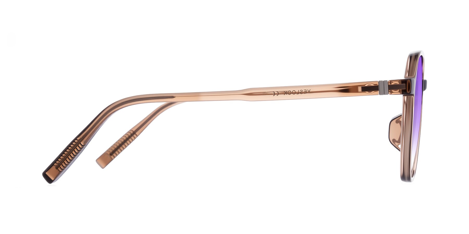 Side of Holzer in Coffee with Purple Gradient Lenses