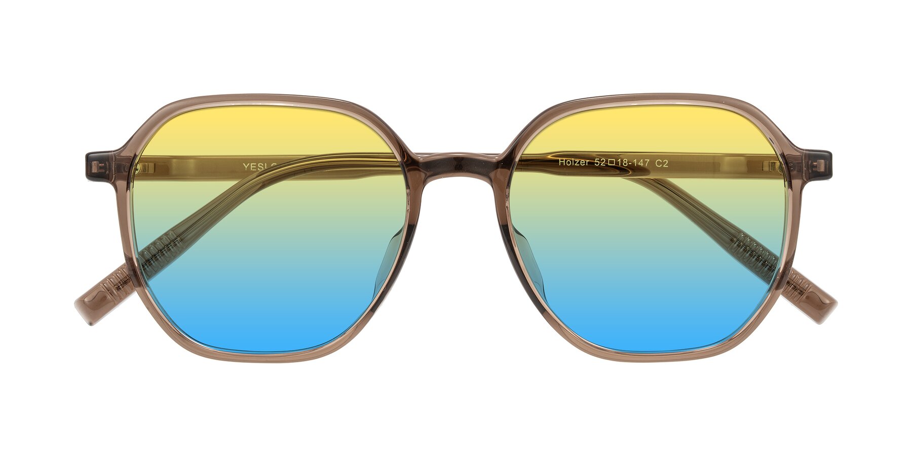 Folded Front of Holzer in Coffee with Yellow / Blue Gradient Lenses