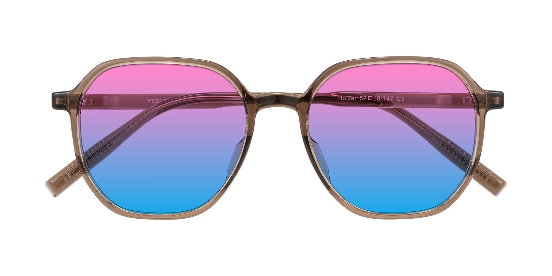 Folded Front of Holzer in Coffee with Pink / Blue Gradient Lenses