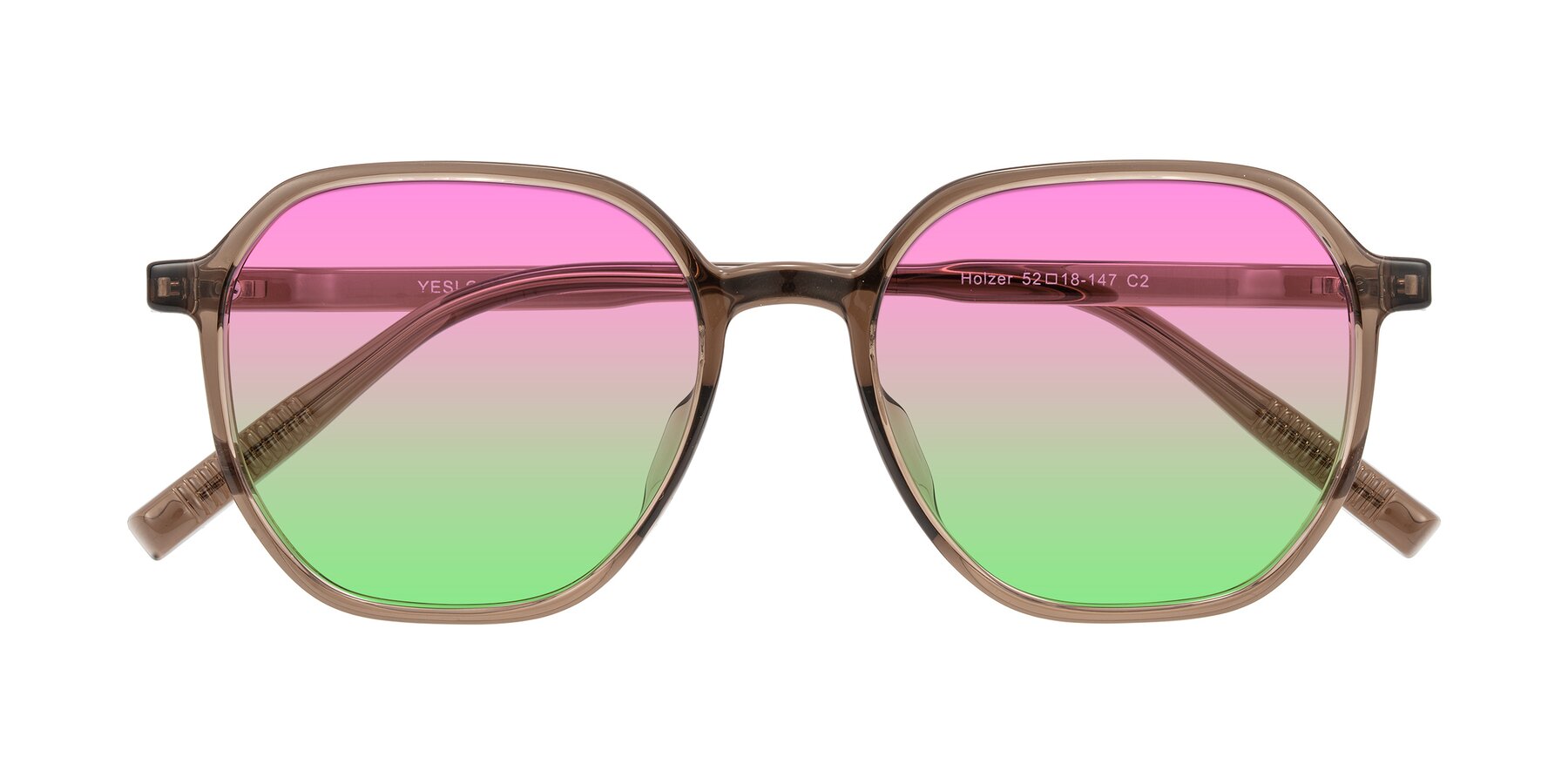 Folded Front of Holzer in Coffee with Pink / Green Gradient Lenses