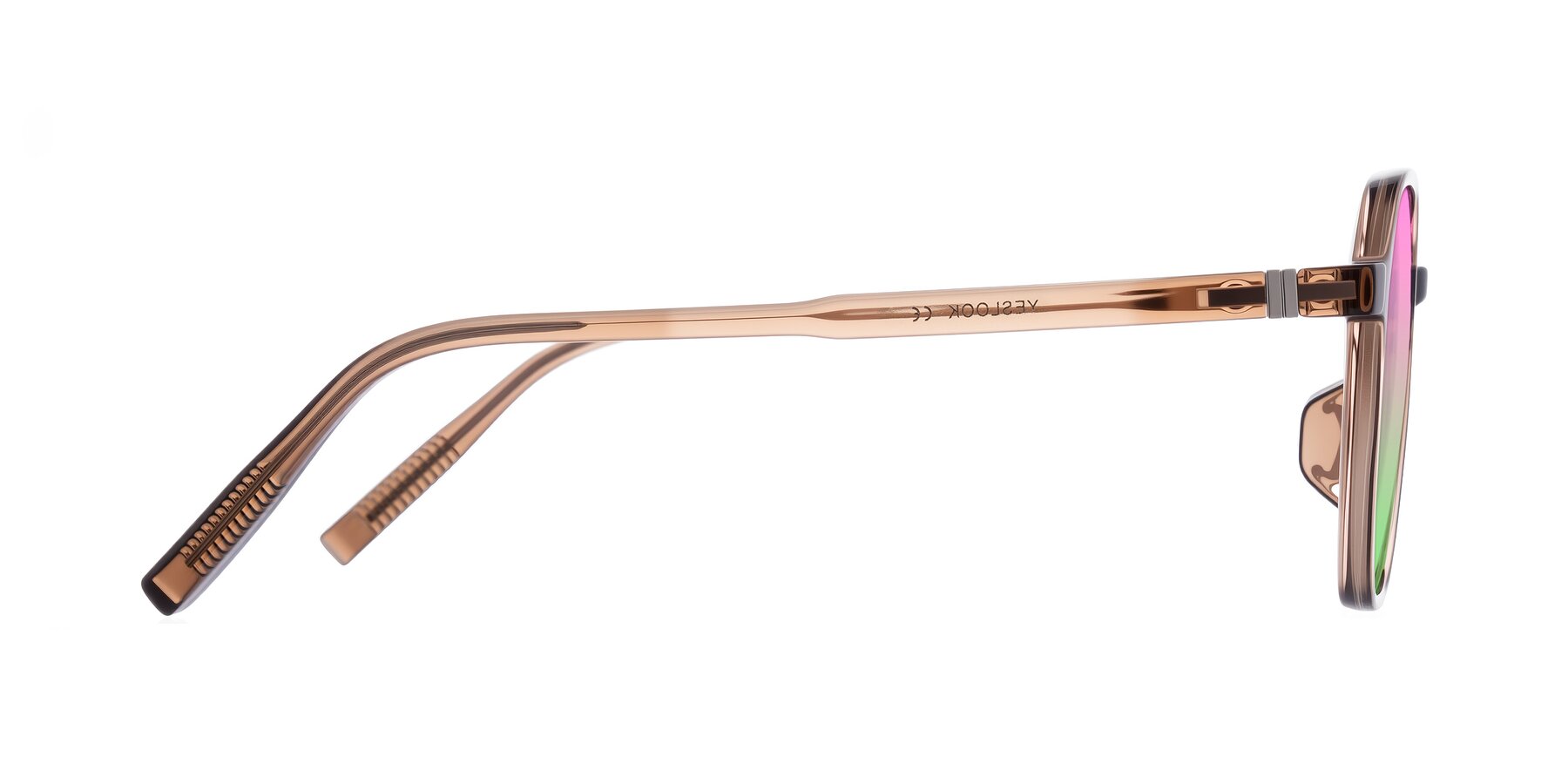 Side of Holzer in Coffee with Pink / Green Gradient Lenses