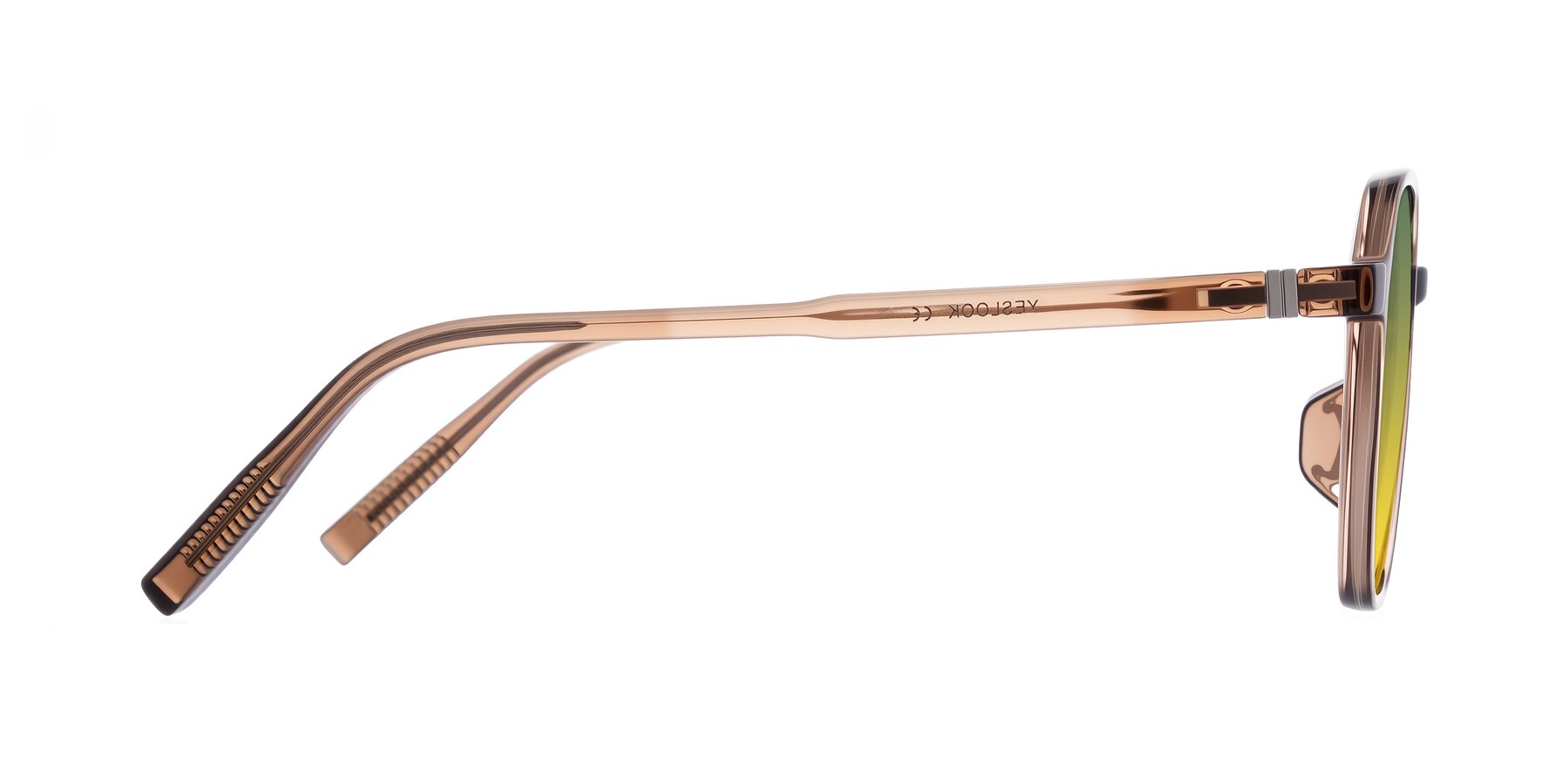 Side of Holzer in Coffee with Green / Yellow Gradient Lenses