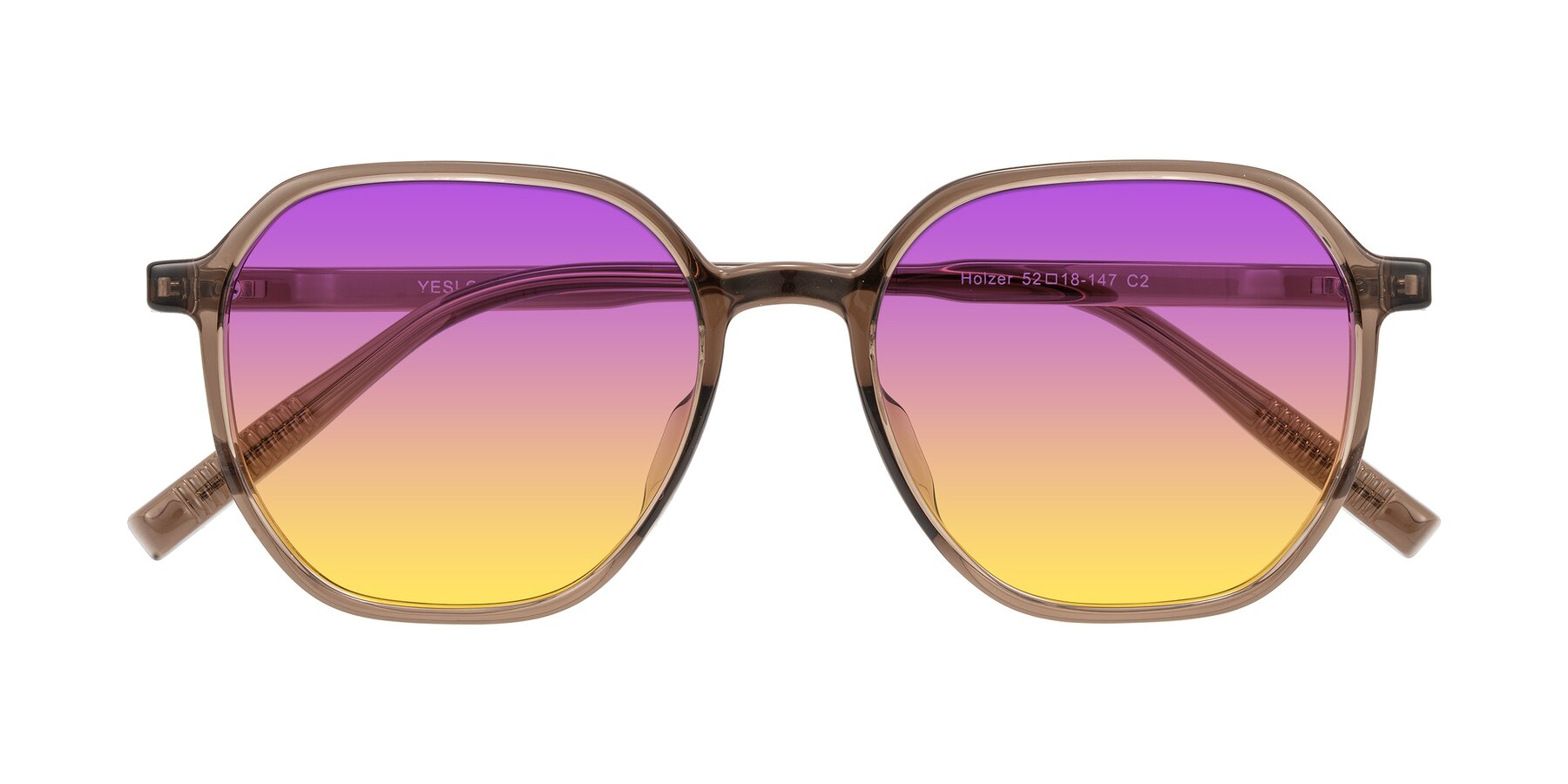 Folded Front of Holzer in Coffee with Purple / Yellow Gradient Lenses