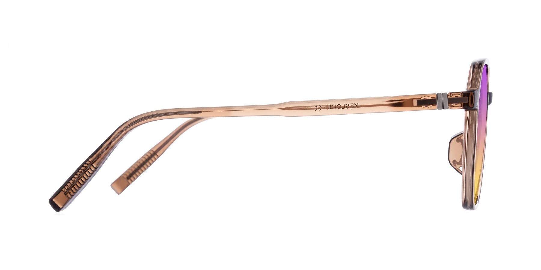 Side of Holzer in Coffee with Purple / Yellow Gradient Lenses