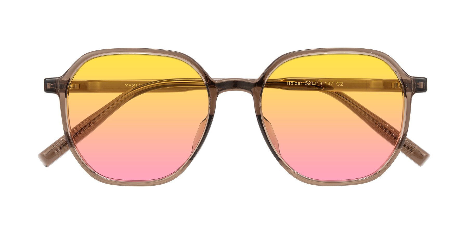 Folded Front of Holzer in Coffee with Yellow / Pink Gradient Lenses