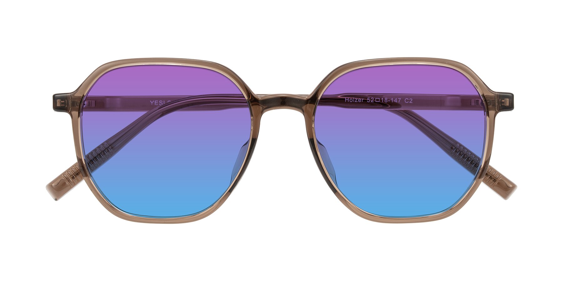 Folded Front of Holzer in Coffee with Purple / Blue Gradient Lenses