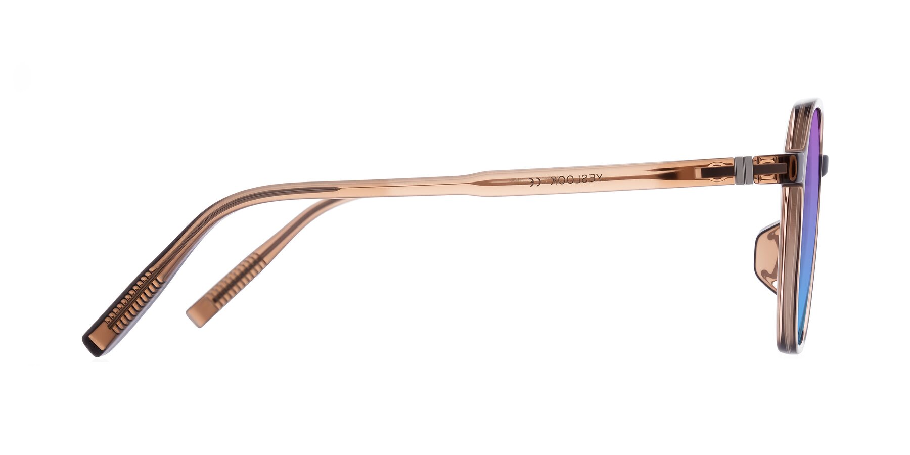 Side of Holzer in Coffee with Purple / Blue Gradient Lenses