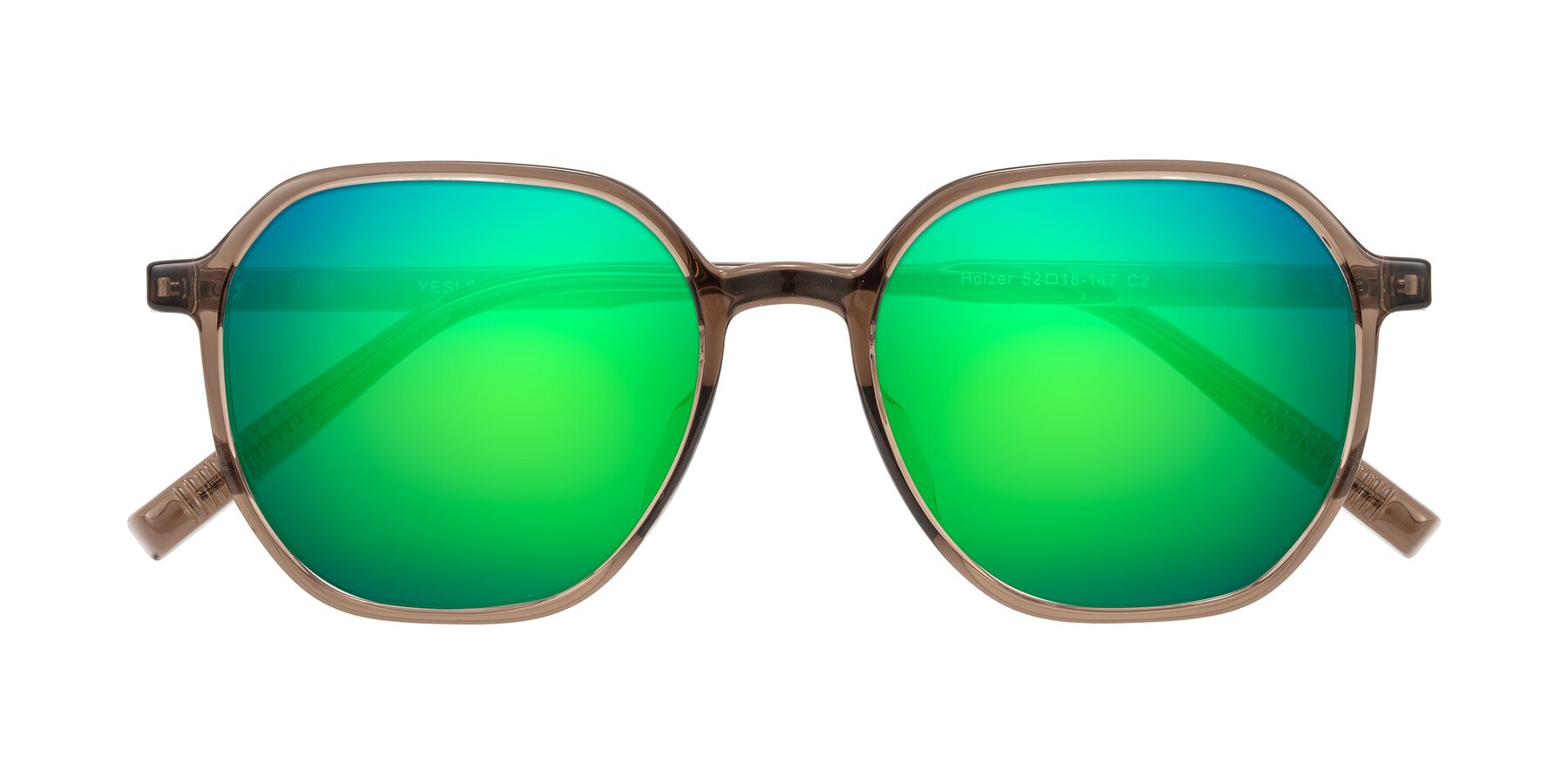 Folded Front of Holzer in Coffee with Green Mirrored Lenses