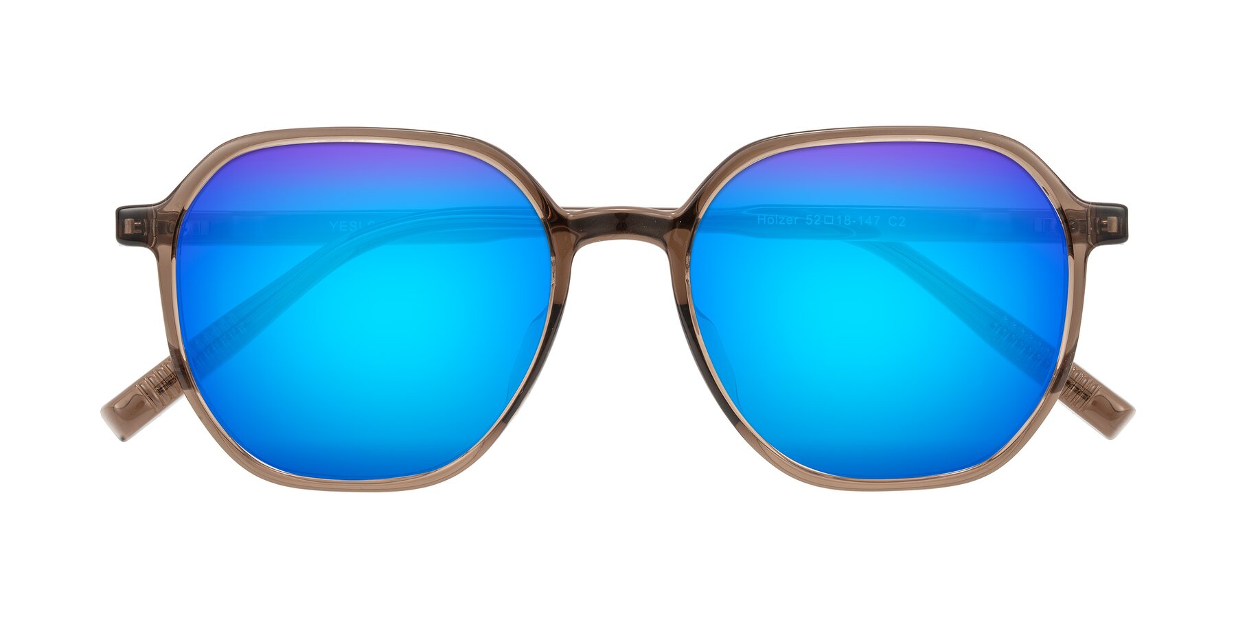 Folded Front of Holzer in Coffee with Blue Mirrored Lenses