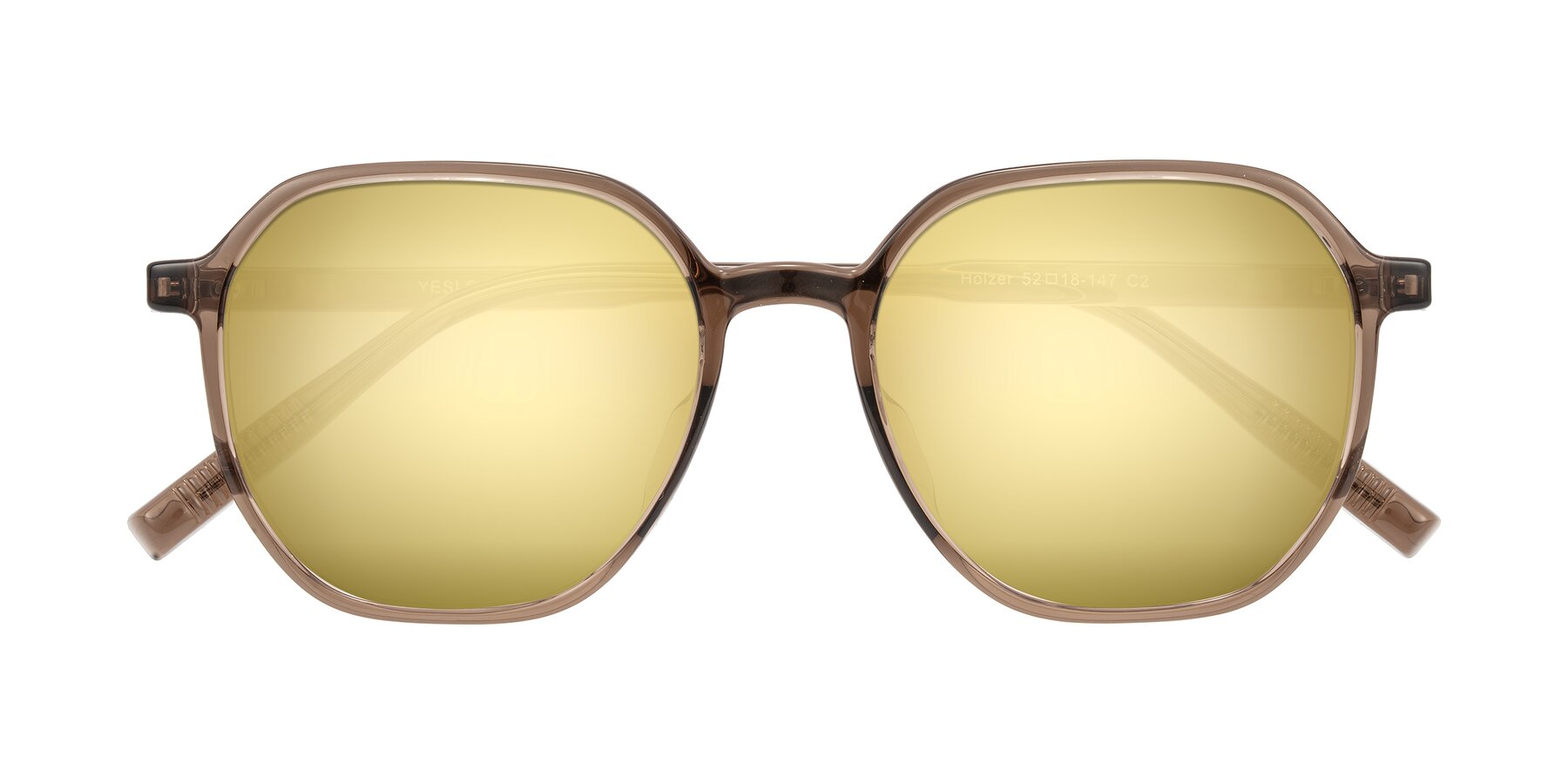 Folded Front of Holzer in Coffee with Gold Mirrored Lenses
