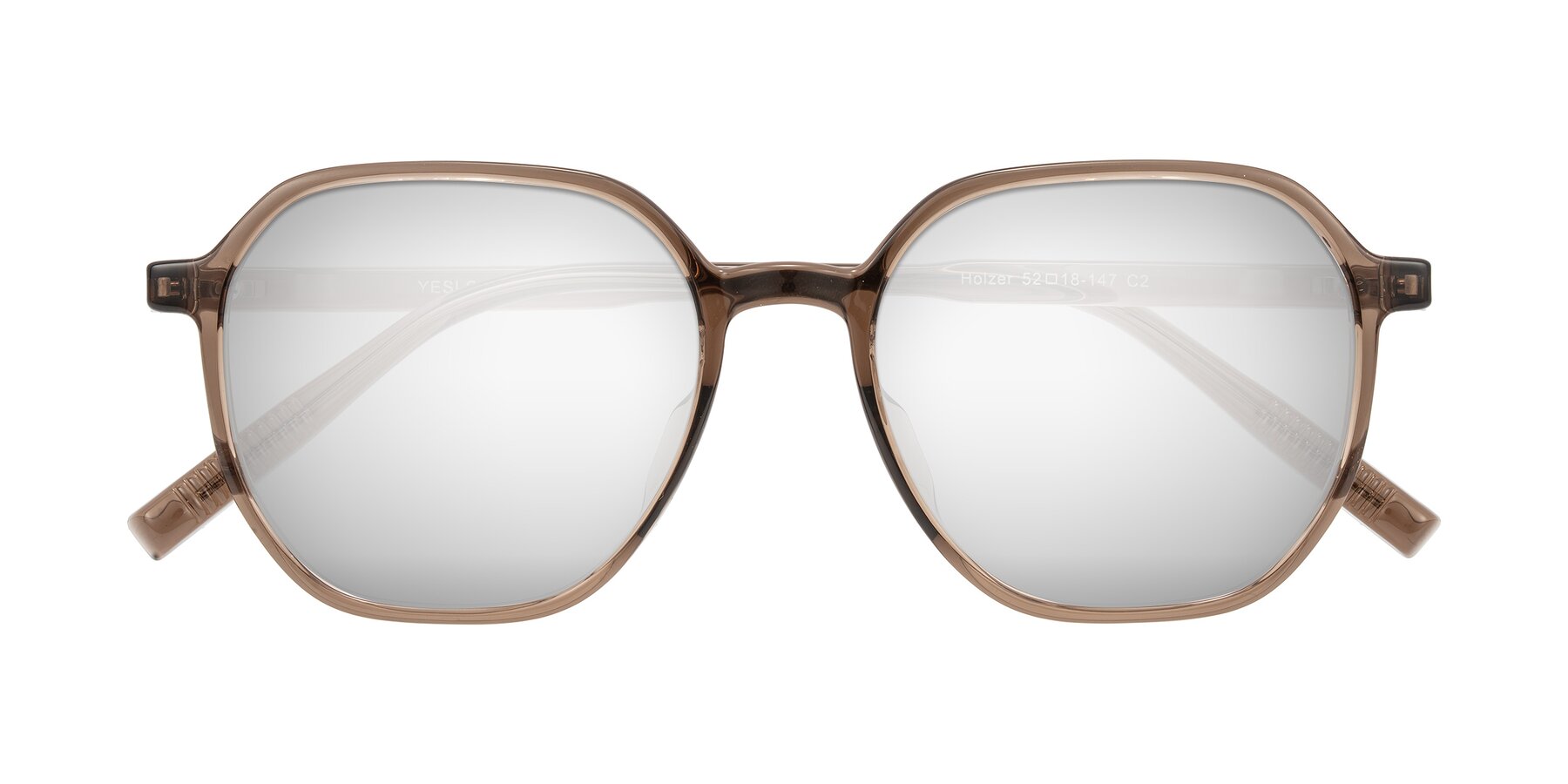 Folded Front of Holzer in Coffee with Silver Mirrored Lenses