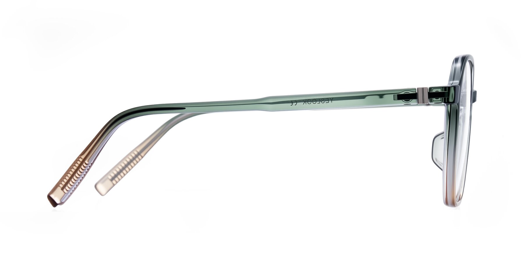 Side of Holzer in Gradient Green with Clear Eyeglass Lenses