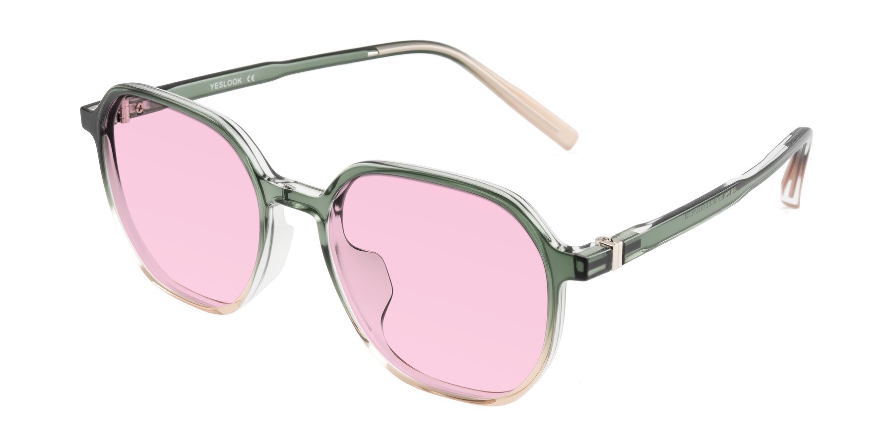 Angle of Holzer in Gradient Green with Light Pink Tinted Lenses