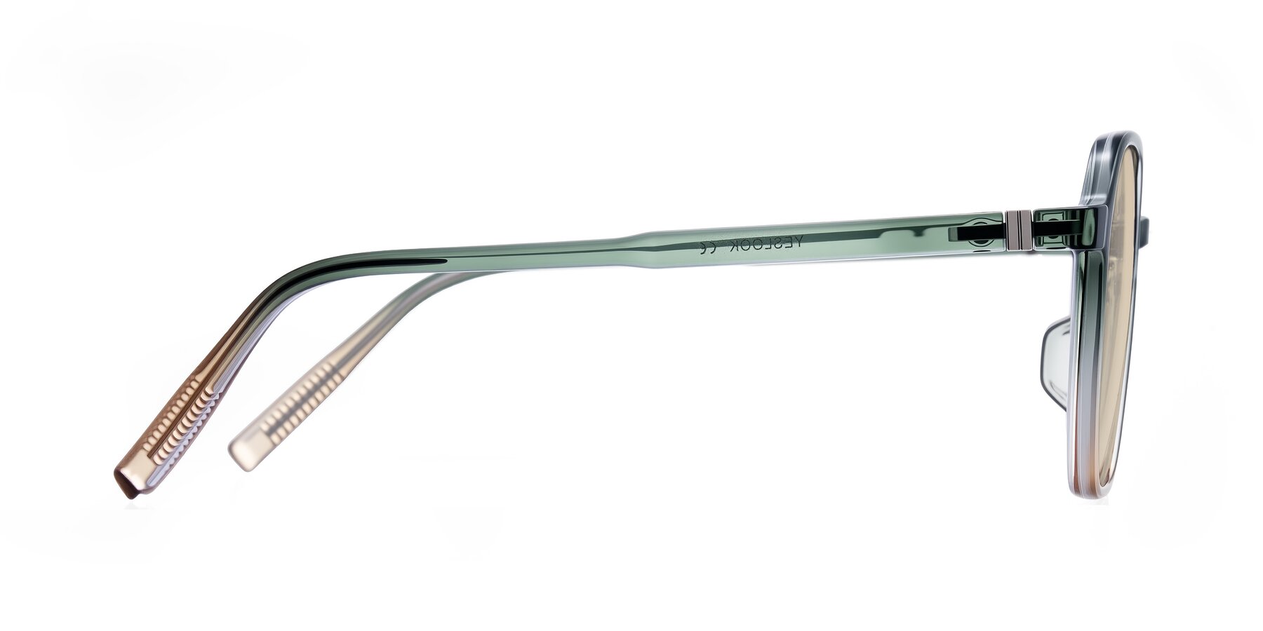 Side of Holzer in Gradient Green with Light Brown Tinted Lenses