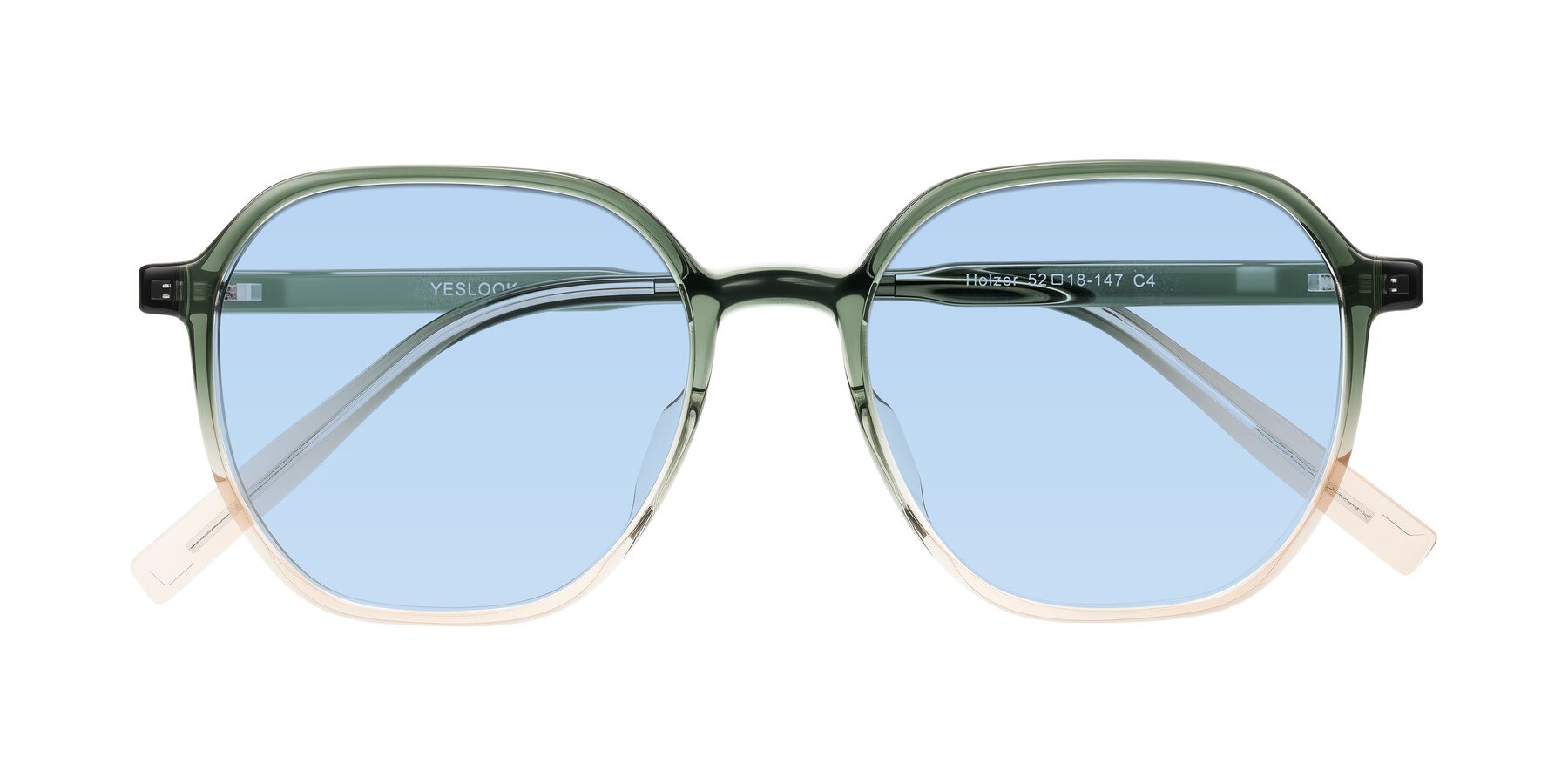 Folded Front of Holzer in Gradient Green with Light Blue Tinted Lenses