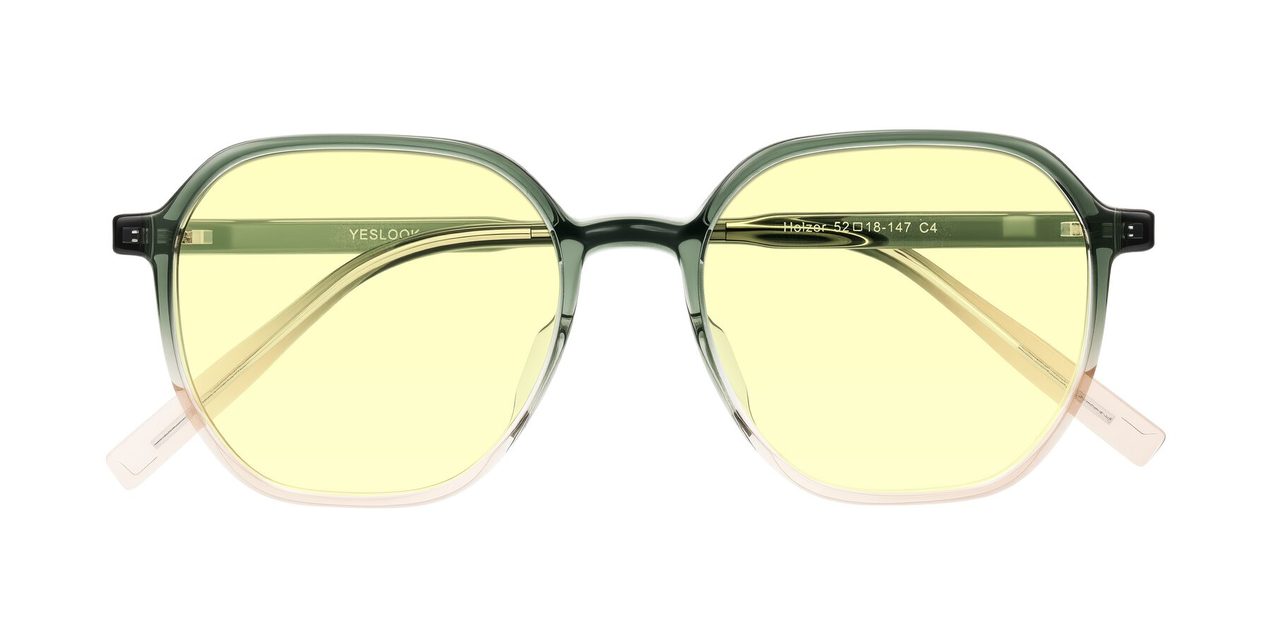Folded Front of Holzer in Gradient Green with Light Yellow Tinted Lenses