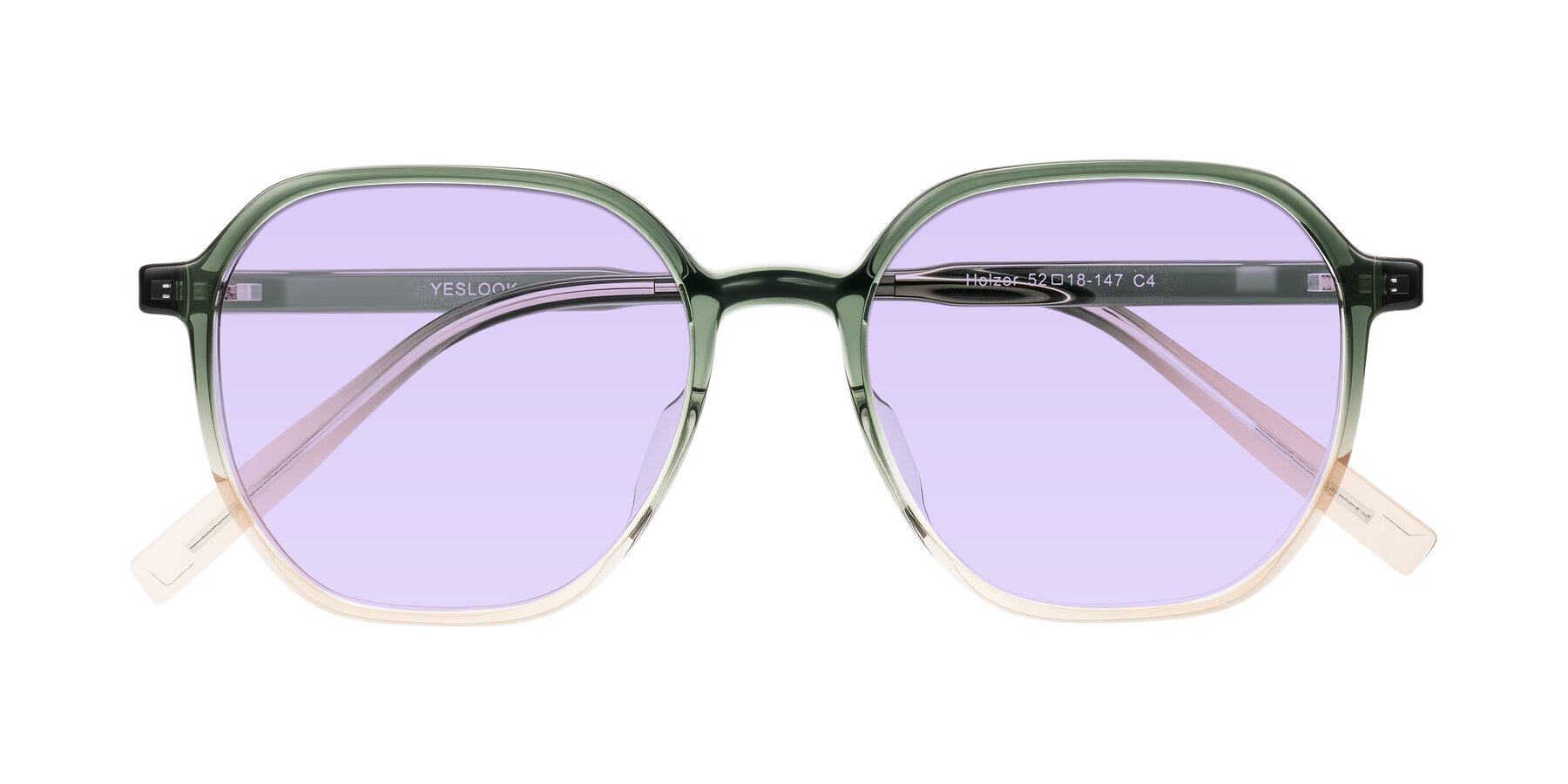Folded Front of Holzer in Gradient Green with Light Purple Tinted Lenses