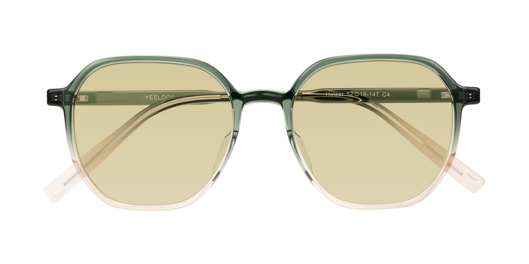 Folded Front of Holzer in Gradient Green with Light Champagne Tinted Lenses
