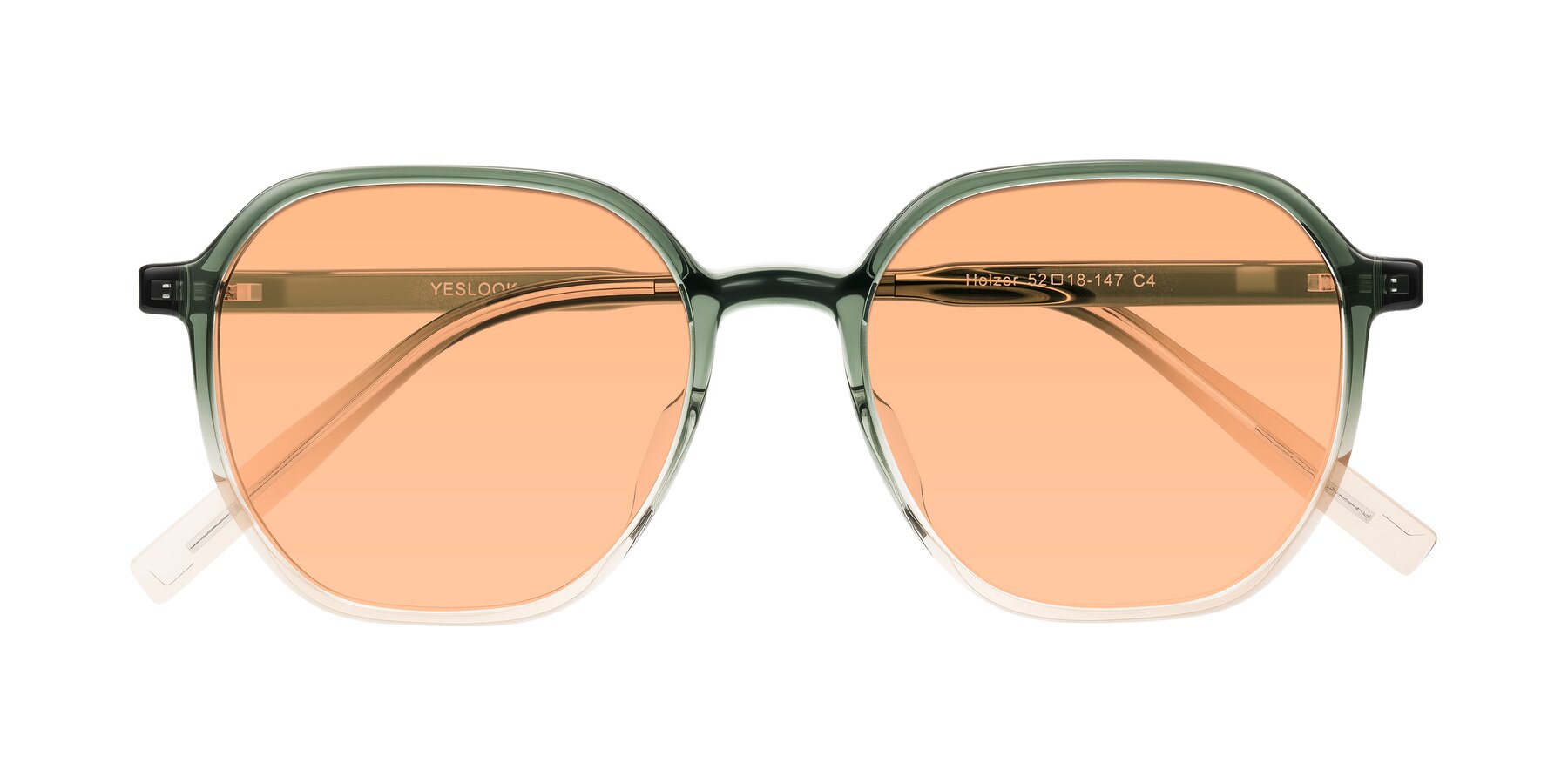 Folded Front of Holzer in Gradient Green with Light Orange Tinted Lenses