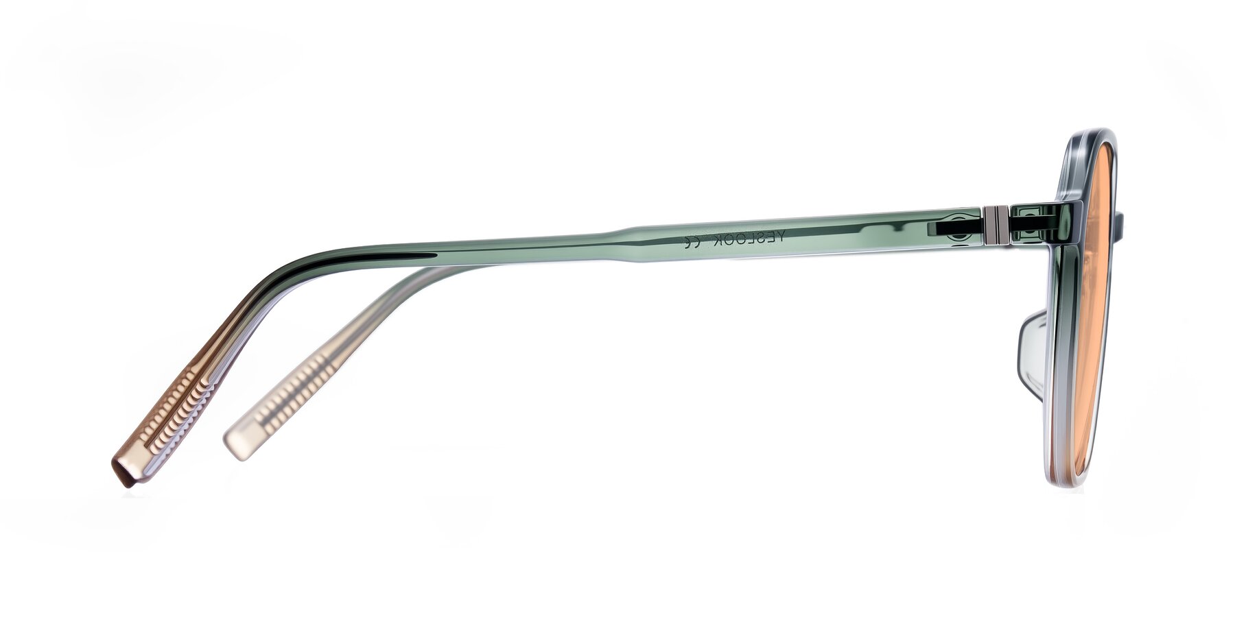 Side of Holzer in Gradient Green with Light Orange Tinted Lenses
