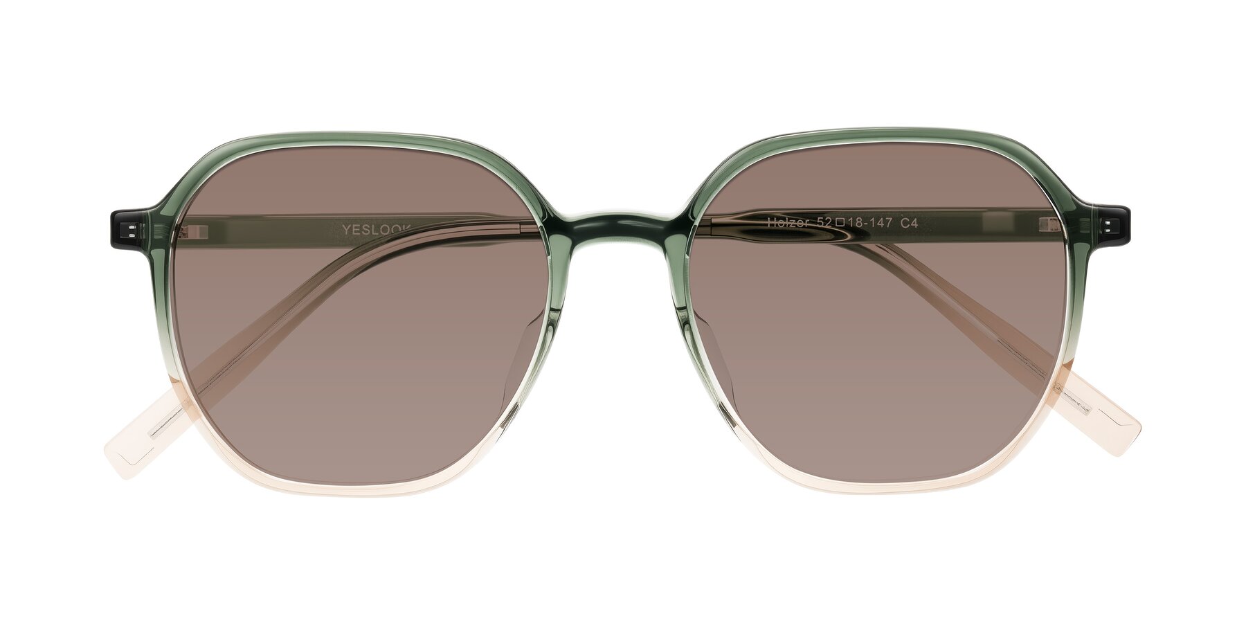 Folded Front of Holzer in Gradient Green with Medium Brown Tinted Lenses