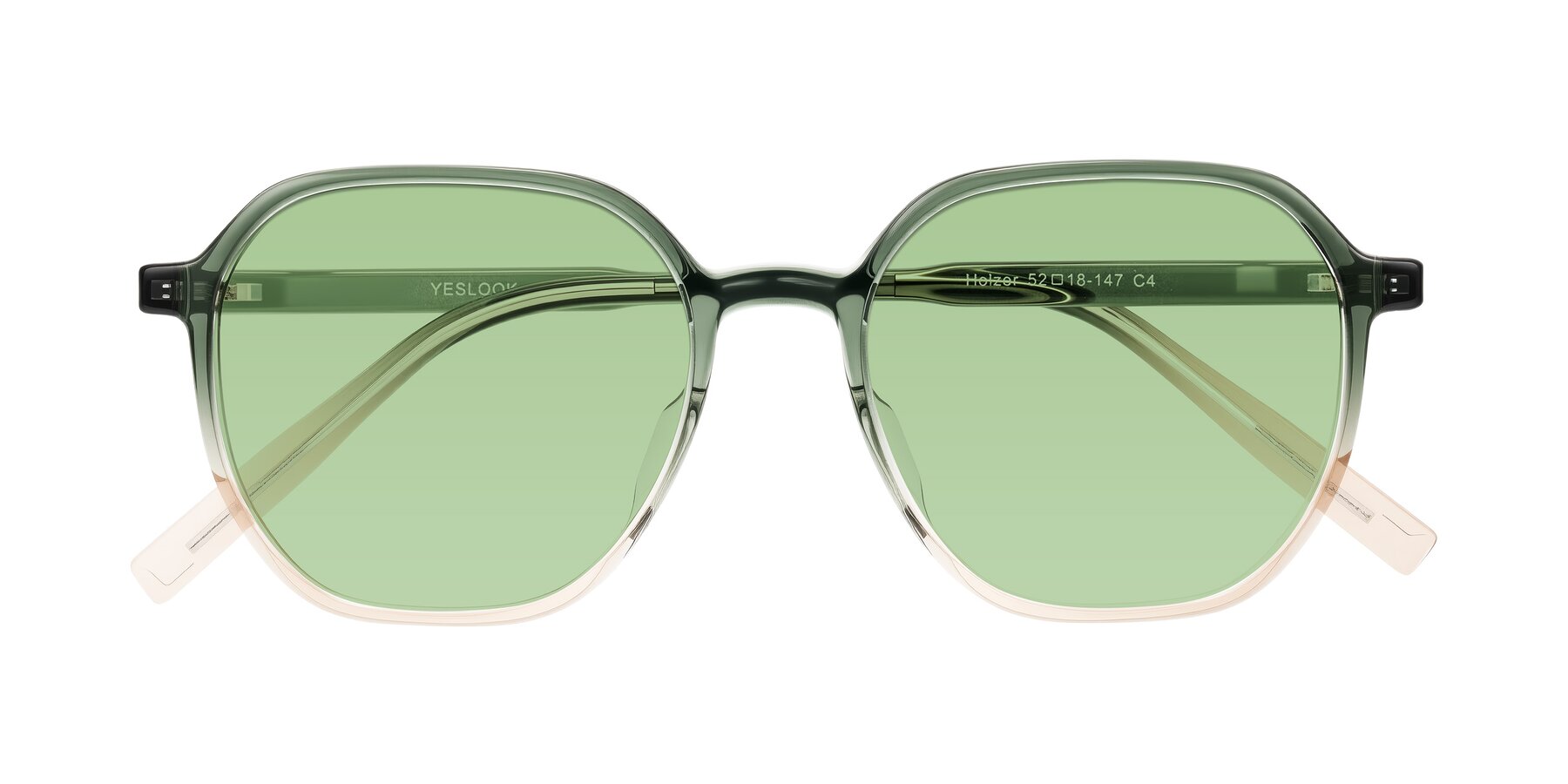 Folded Front of Holzer in Gradient Green with Medium Green Tinted Lenses