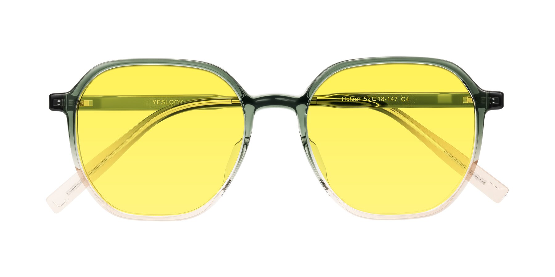 Folded Front of Holzer in Gradient Green with Medium Yellow Tinted Lenses