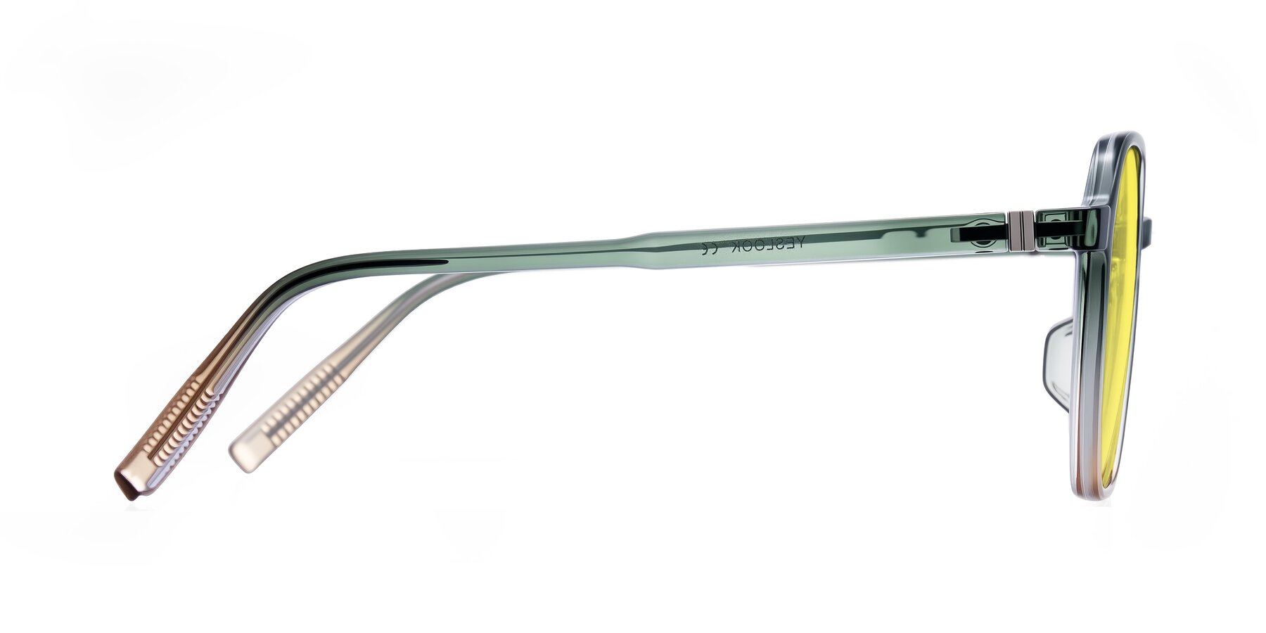 Side of Holzer in Gradient Green with Medium Yellow Tinted Lenses