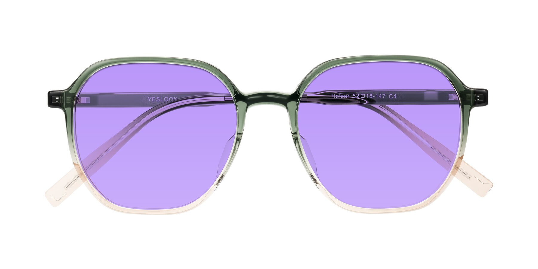 Folded Front of Holzer in Gradient Green with Medium Purple Tinted Lenses