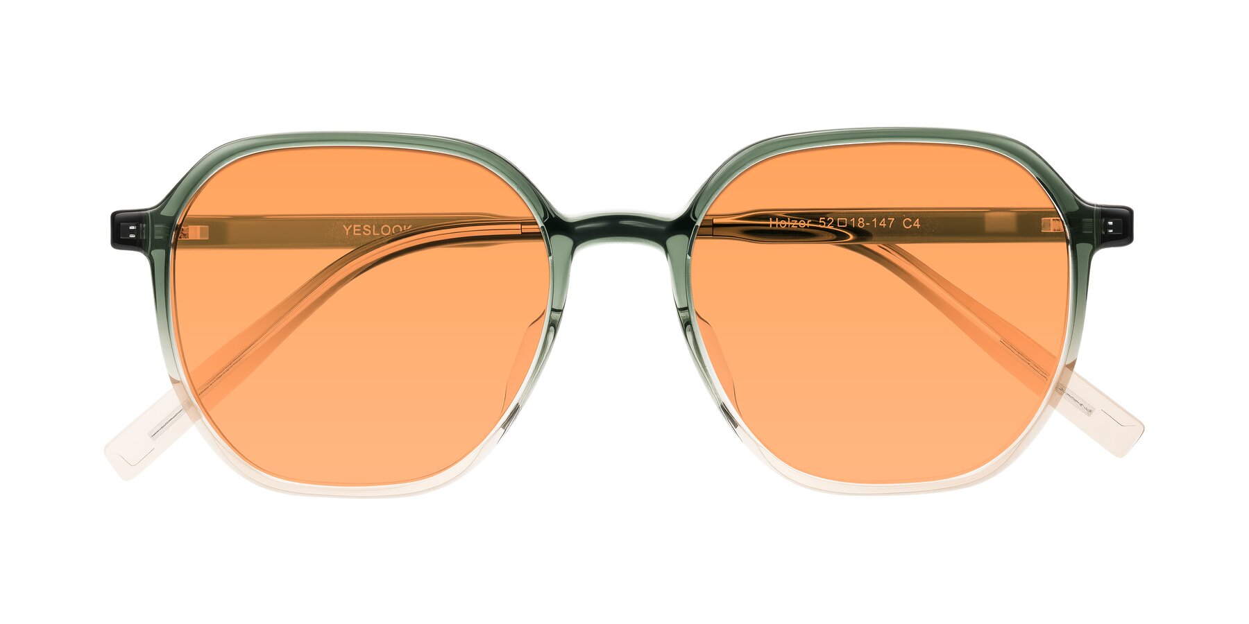 Folded Front of Holzer in Gradient Green with Medium Orange Tinted Lenses