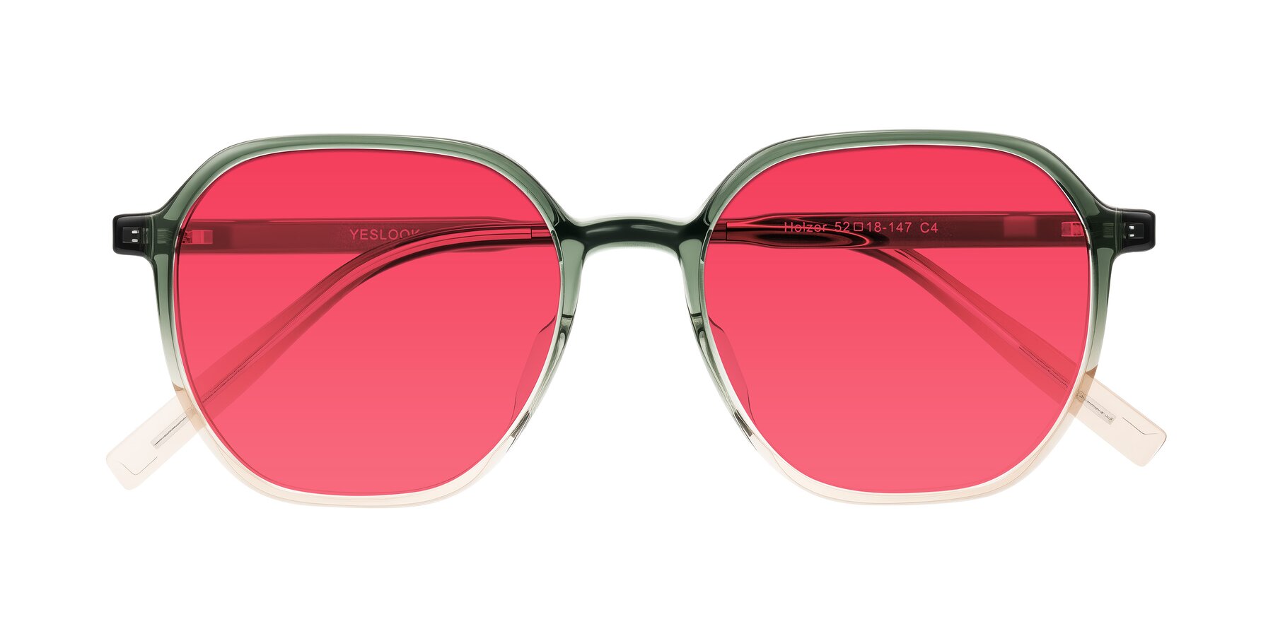 Folded Front of Holzer in Gradient Green with Red Tinted Lenses
