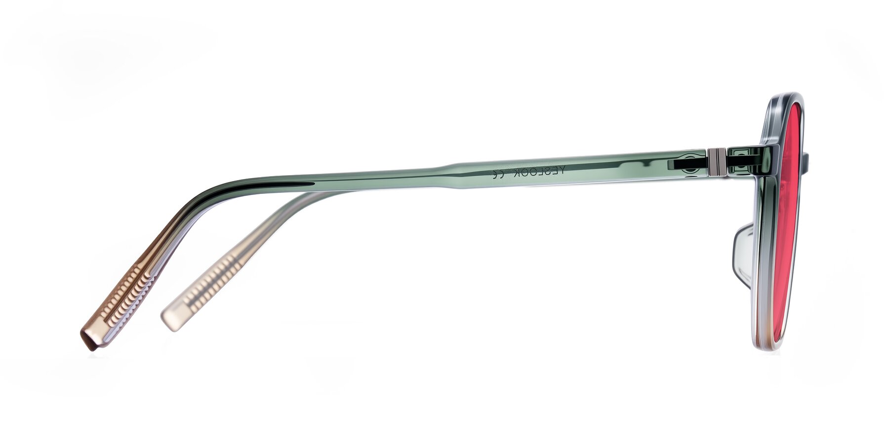 Side of Holzer in Gradient Green with Red Tinted Lenses