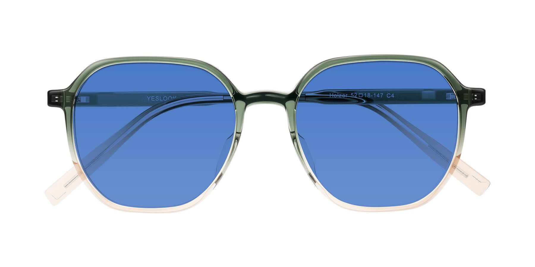 Folded Front of Holzer in Gradient Green with Blue Tinted Lenses