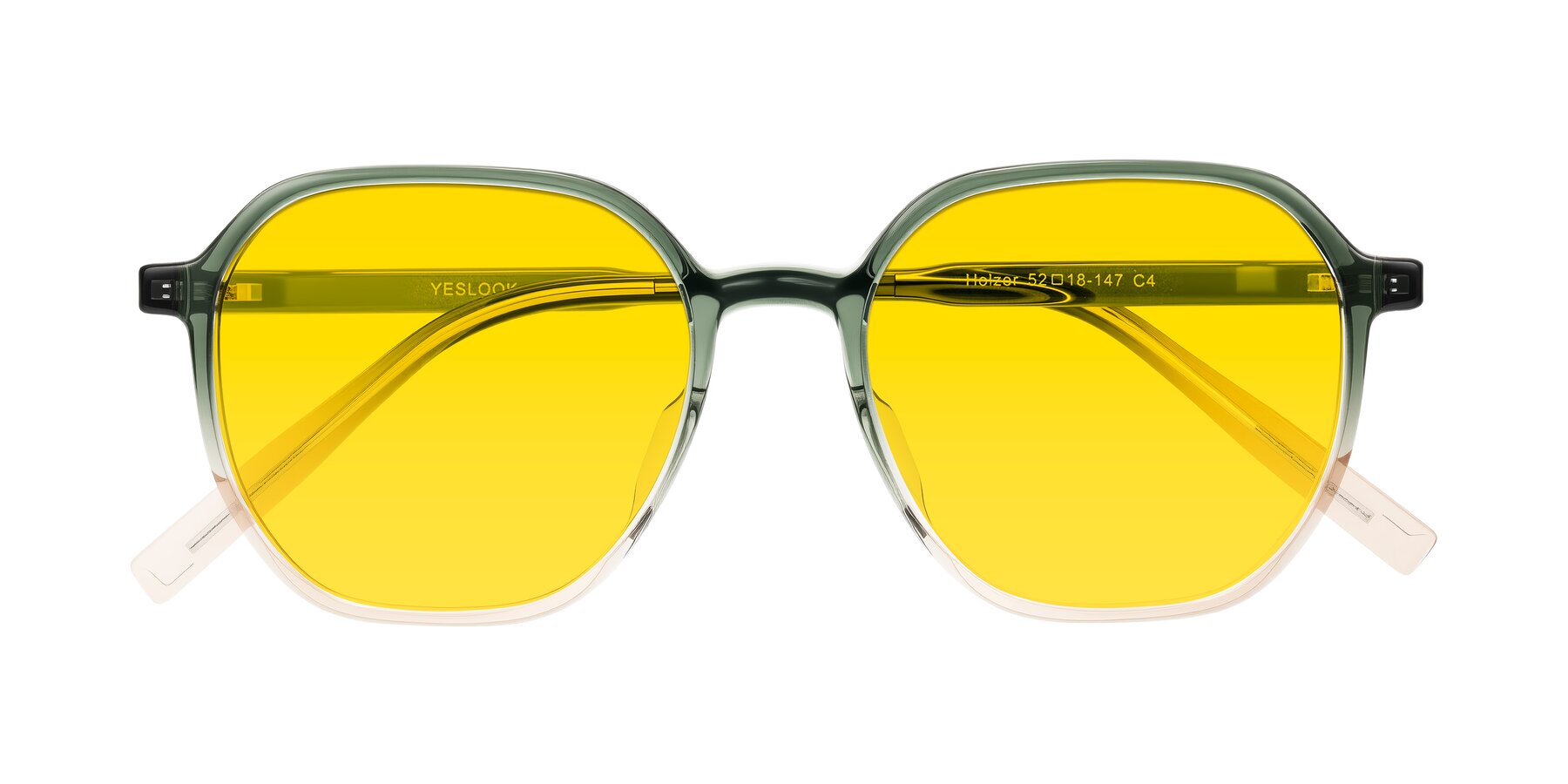 Folded Front of Holzer in Gradient Green with Yellow Tinted Lenses