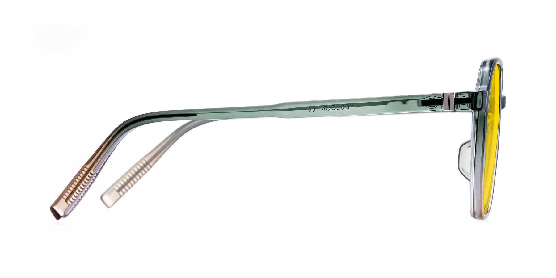 Side of Holzer in Gradient Green with Yellow Tinted Lenses