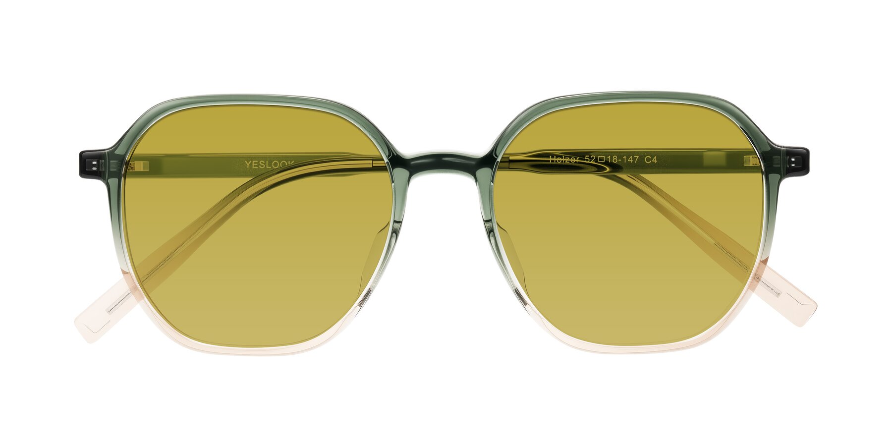 Folded Front of Holzer in Gradient Green with Champagne Tinted Lenses