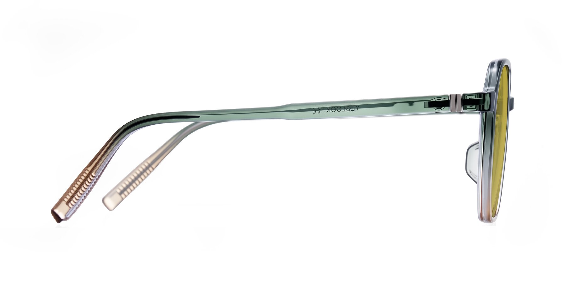 Side of Holzer in Gradient Green with Champagne Tinted Lenses