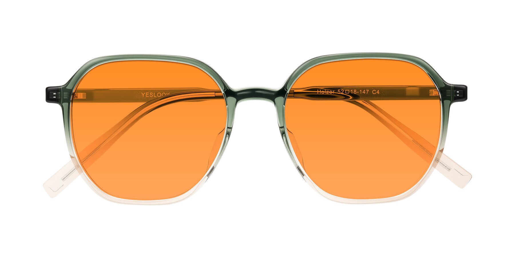Folded Front of Holzer in Gradient Green with Orange Tinted Lenses