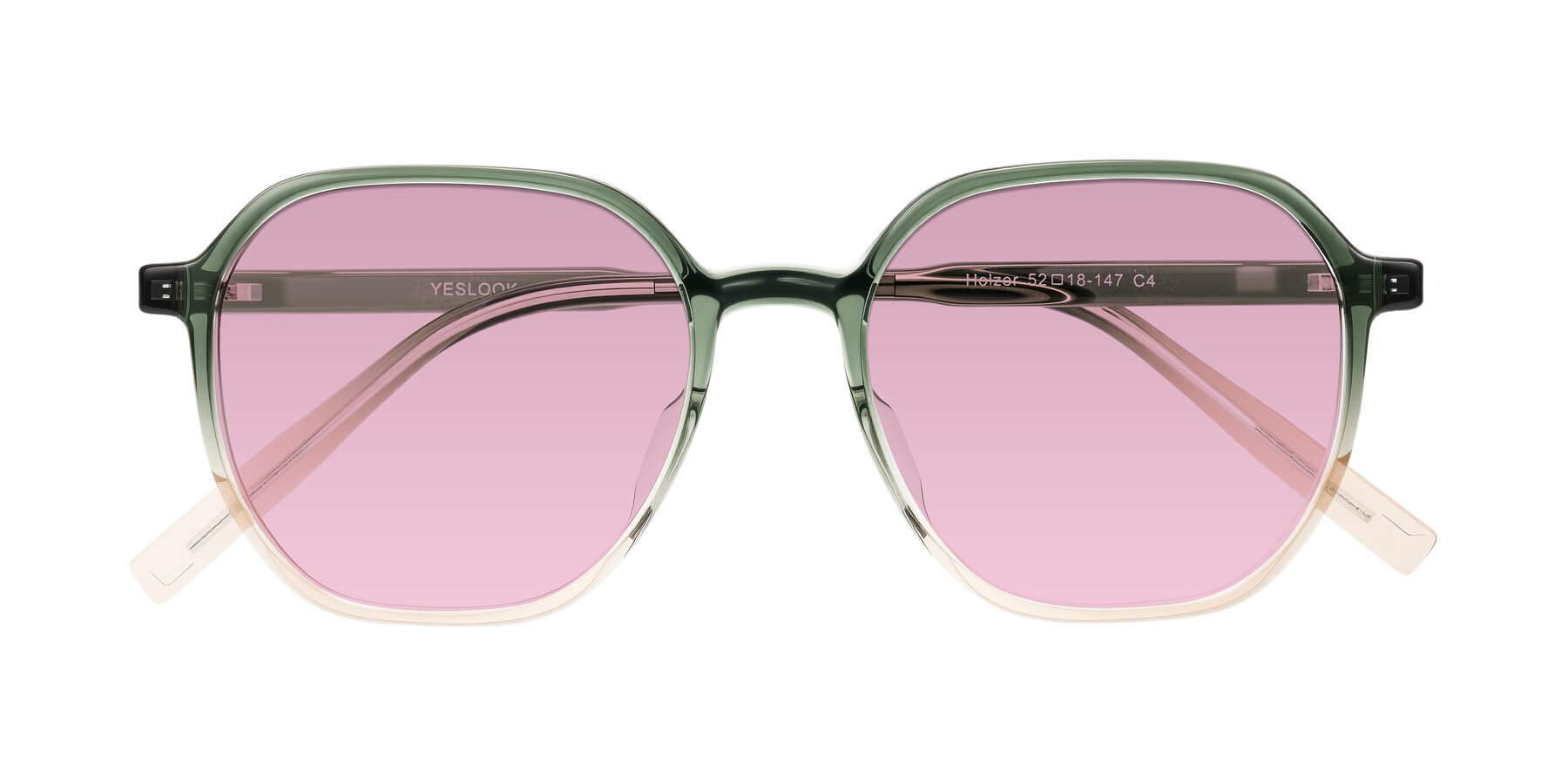 Folded Front of Holzer in Gradient Green with Light Wine Tinted Lenses