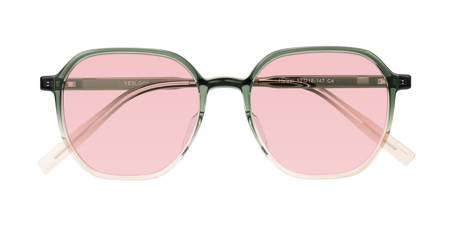 Folded Front of Holzer in Gradient Green with Light Garnet Tinted Lenses